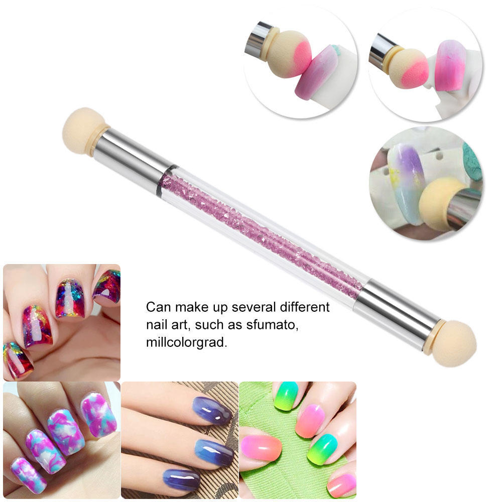 Nail Art Sponge Brush Double Headed Nail Art Brush Acrylic Nail Gradient Shading Pen Nail Powder