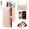 Faux Leather Phone Case for Samsung S26 S25 S24 23 S22 S21 S20 Plus FE Ultra Edge Magnetic Button Closure Wallet ZIPPER AndRFID