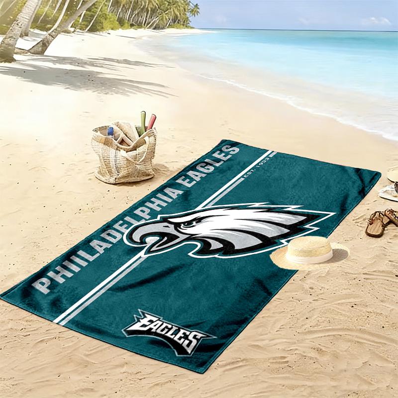 Asciugamano da Spiaggia Stampa Philadelphia Eagles, Asciugamano Grande Morbido Asciugatura Rapida per Spiaggia Campeggio Nuoto