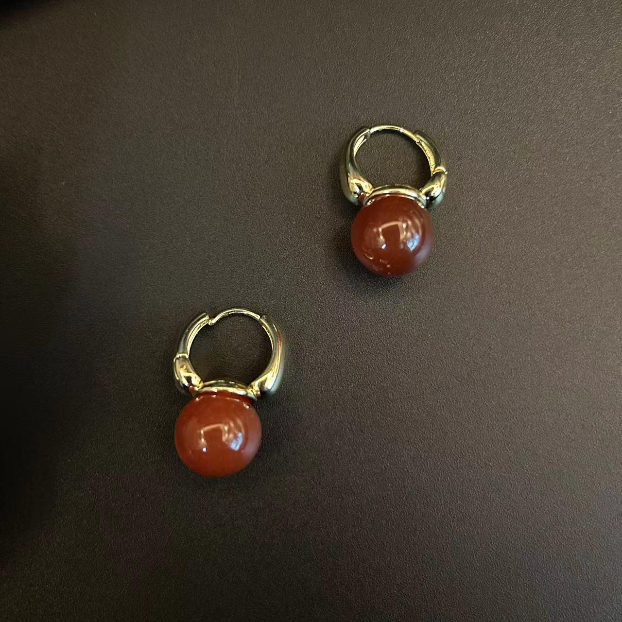 

Винтажные французские серьги-сферы красного цвета класса люкс для женщин