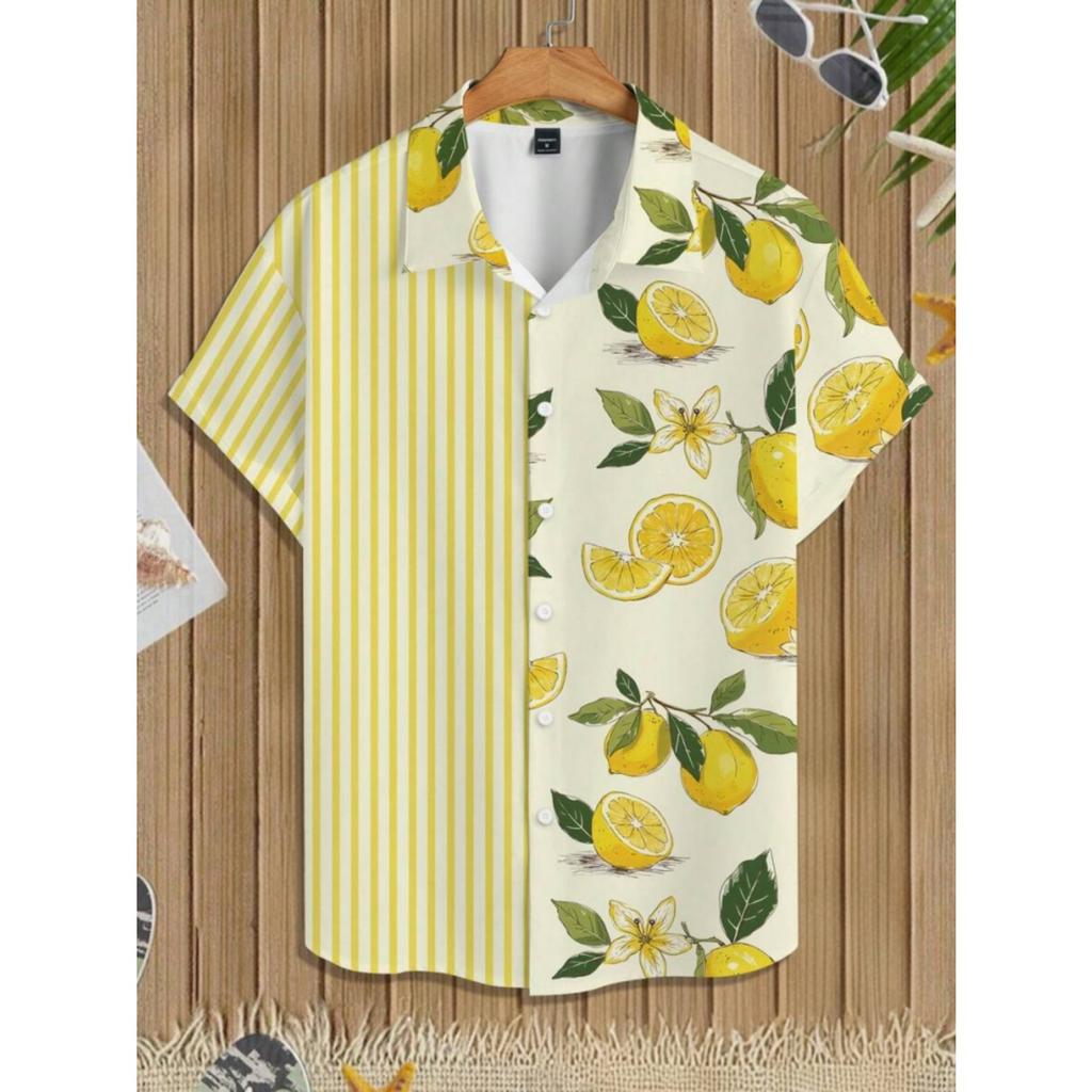 2025 New Summer Daily Fashion Short-sleeved Shirts 3D Flower-printed Men's Casual Shirts Outdoor Beach Hawaiian Style Shirts
