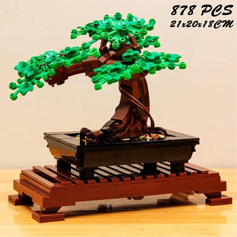 Creative Fit Bonsai Tree Flower Bouquet Building Blocks Model Diy Decor Immortal Plant Potted Bricks Toys for Kids Gifts