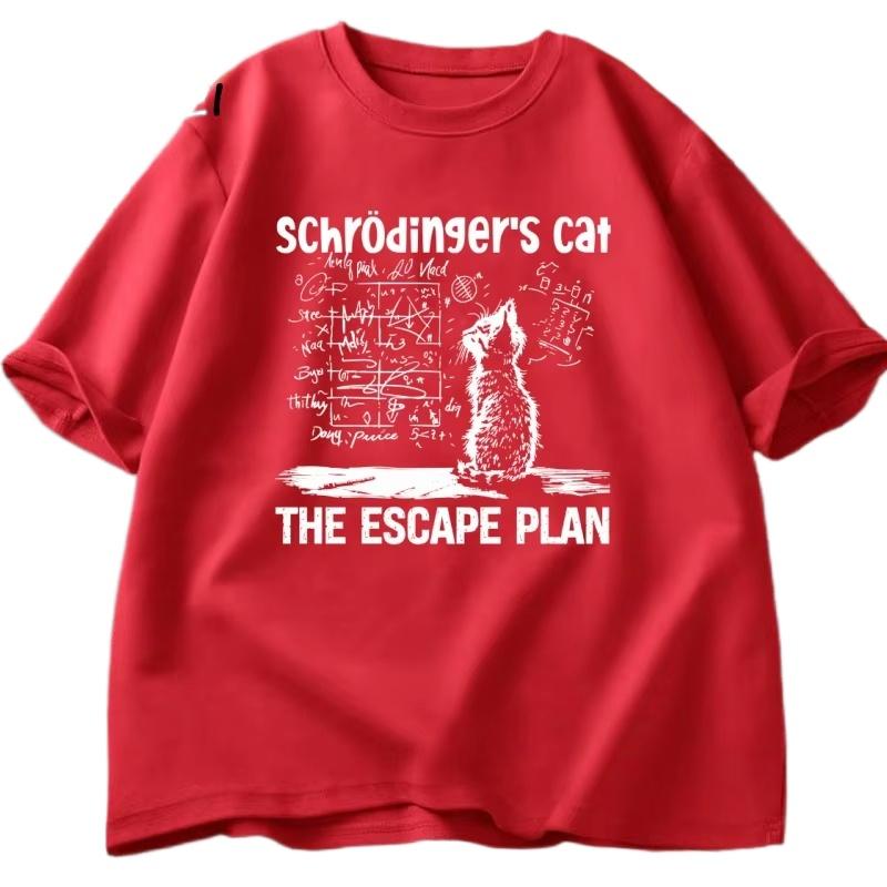 Schrodinger Cat T-shirt Physics Quantum Mechanics Creative Print Tshirt Short-sleeved T Shirt Science Men Women Clothes