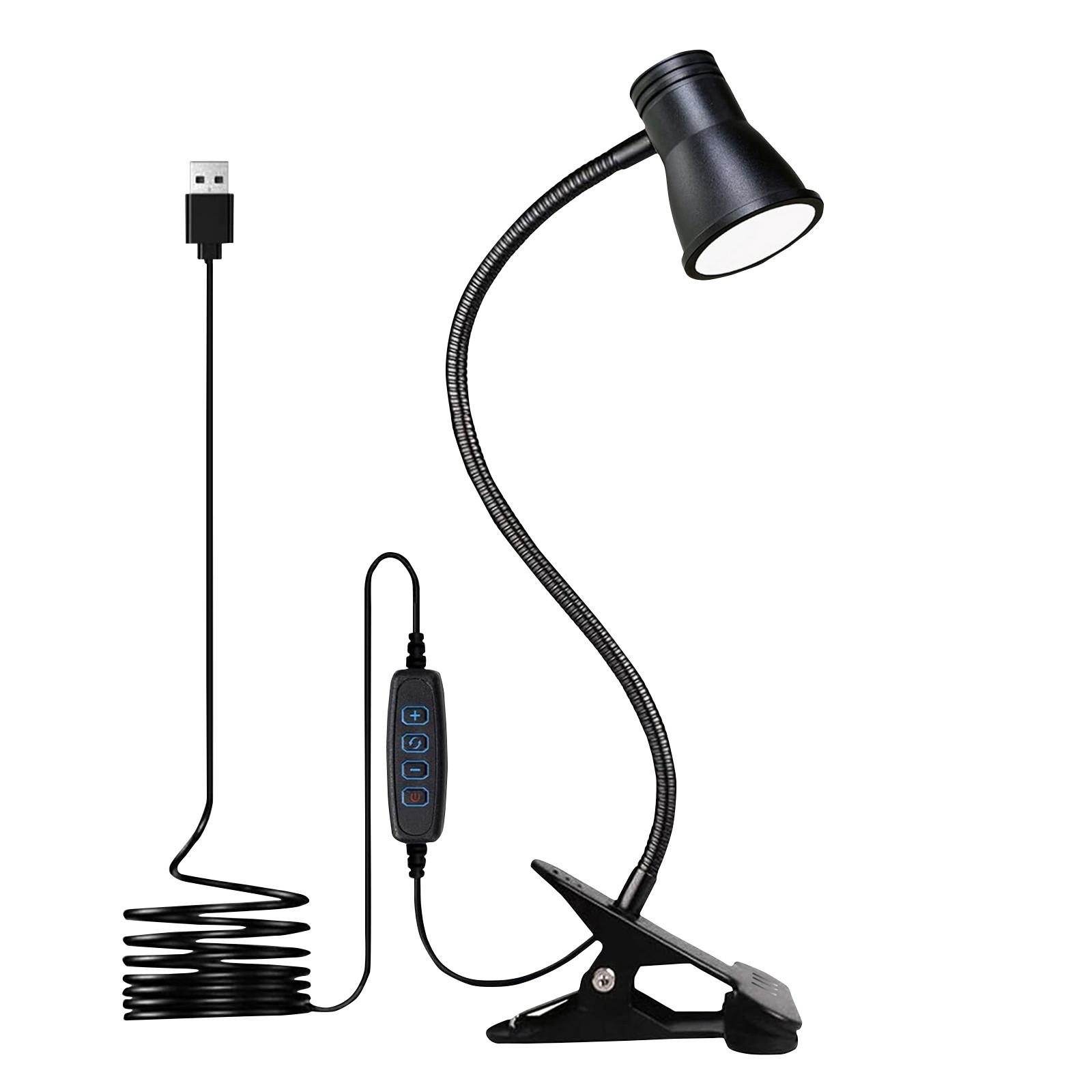 

USB Powered LED Clip On Desk Lamp Flexible Gooseneck Adjustable Brightness Reading Light for Home Office Study Workstation One Size чорний