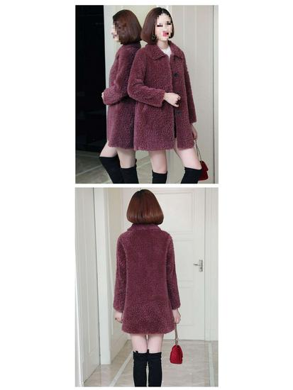 Women's Mid-Life & Senior Plus Velvet Faux Lambswool Coat - Winter Granular Fleece Jacket for Moms