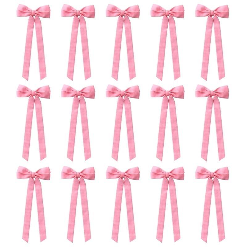 

Pack of 15 Pre Tied Large Velvety Bowknots for Christmas Tree Holiday Party Wedding Decorations рожевий