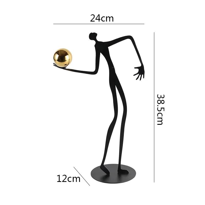 Abstract Character Statue Metal Handicraft Gold Balls Decorative Character Figurines Sculpture Home Decoration Accessories