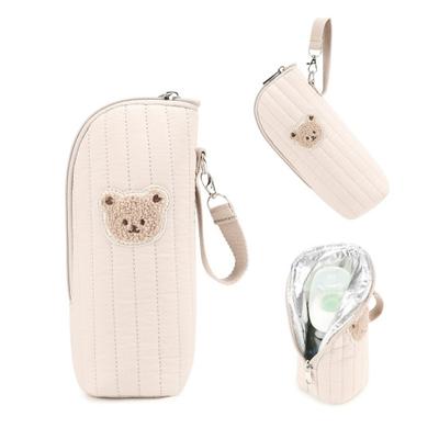 Yousheng Insulated Baby Bottle Bag Bear Graphic Design Portable Bottle Carrier Breast Milk Storage Temperature Control Travel Daycare