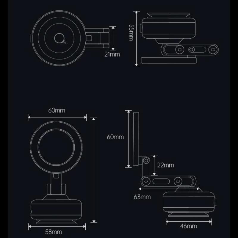 Magnetic Car Vacuum Adsorption Bracket 360° Rotating Desktop Wall Bathroom Vlog Portable Electric Sucker Phone Holder