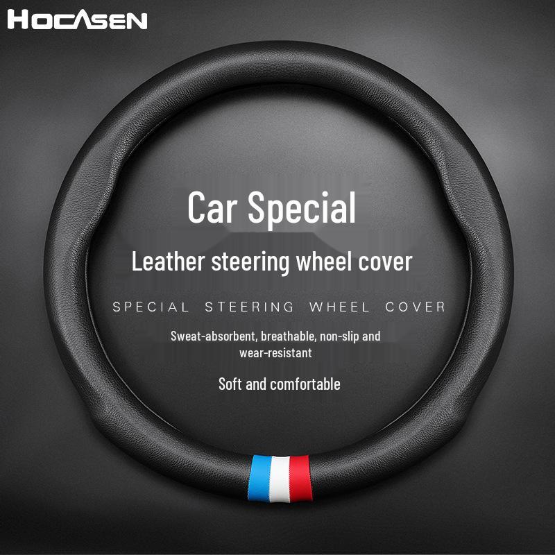 Genuine Leather Steering Wheel Cover for Infiniti QX50, QX60, QX80, Q50, Q70L, FX3 - All Seasons