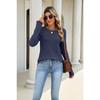 Women Solid Color Crew Neck Lace Patchwork Loose Long Sleeve Casual T Shirt