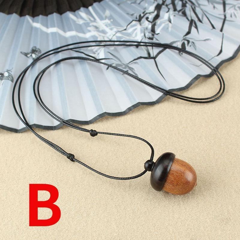 1pcs Vintage Screwable Ebony Acorn Pendant Gawu Box Long Necklace Pine Cone Acorn Design Pendant Drop Necklace Jewelry
