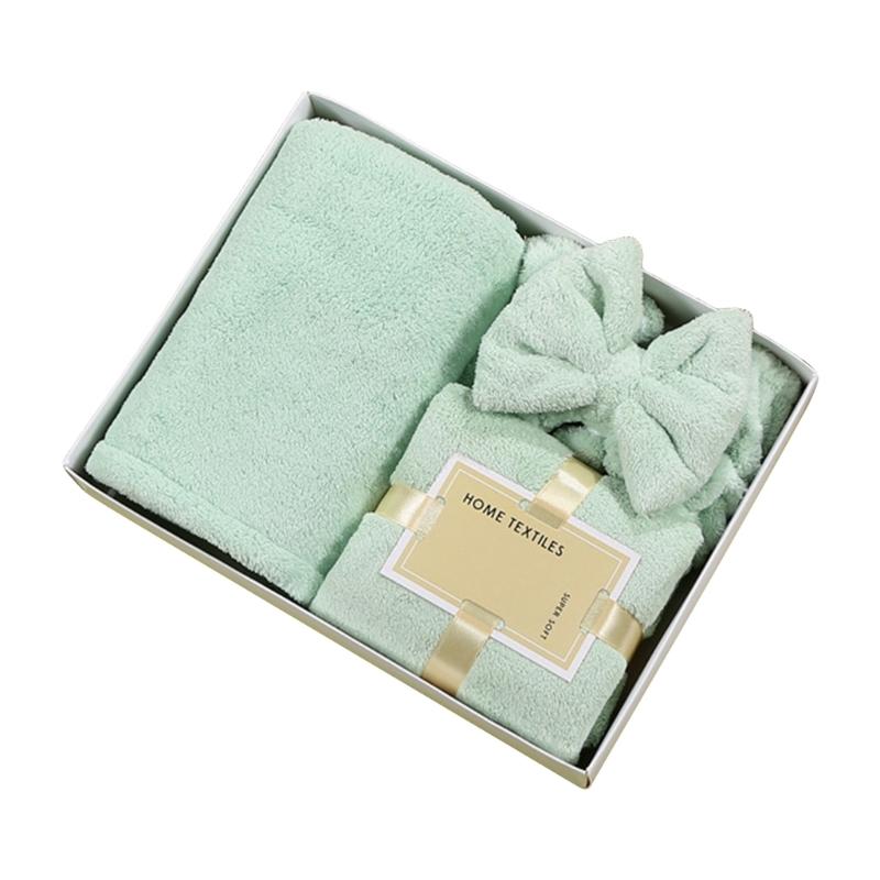 

Coral Fleece Towel Dry Hair Cap Headband Set Bathroom Shower Present 1 светло-зеленый