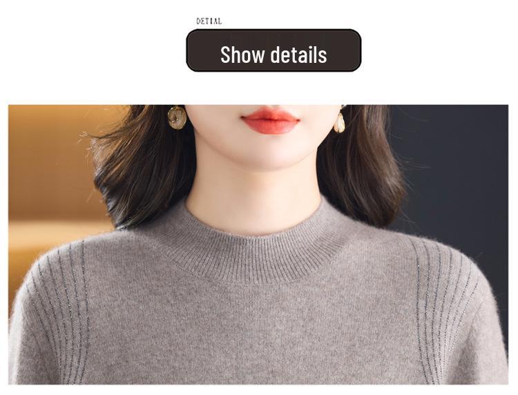Women's Premium Wool Half-high Collar Winter Sweater - Warm Base Layer for Middle-aged & Elderly