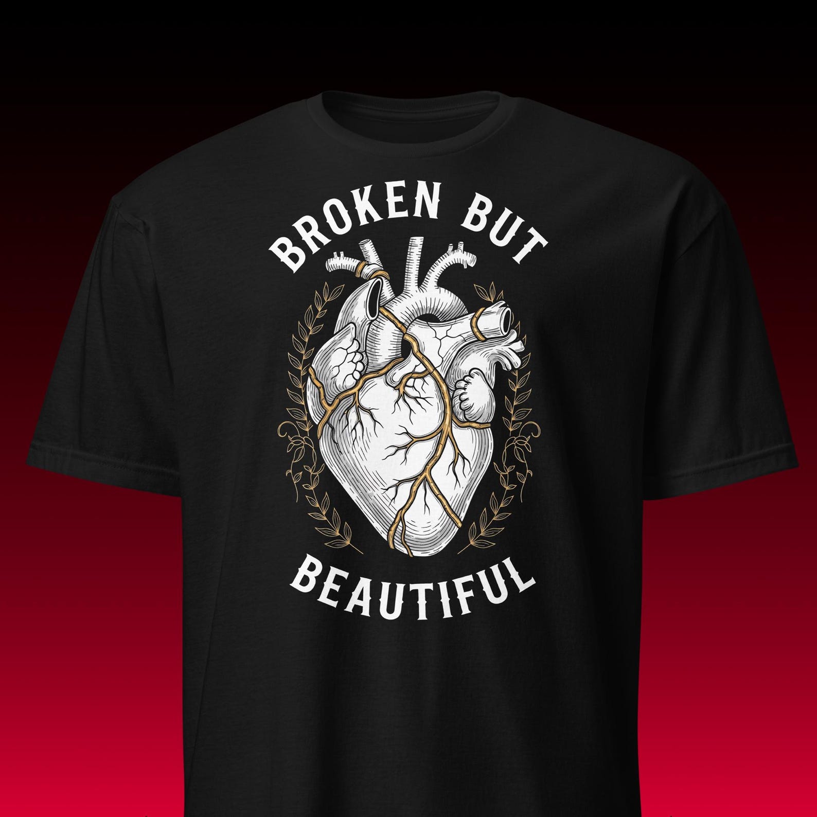 Anatomical Kintsugi Heart Illustration, Dark Academia Aesthetic, Womens Streetwear Clothing, Motivational Resilience Apparel XL