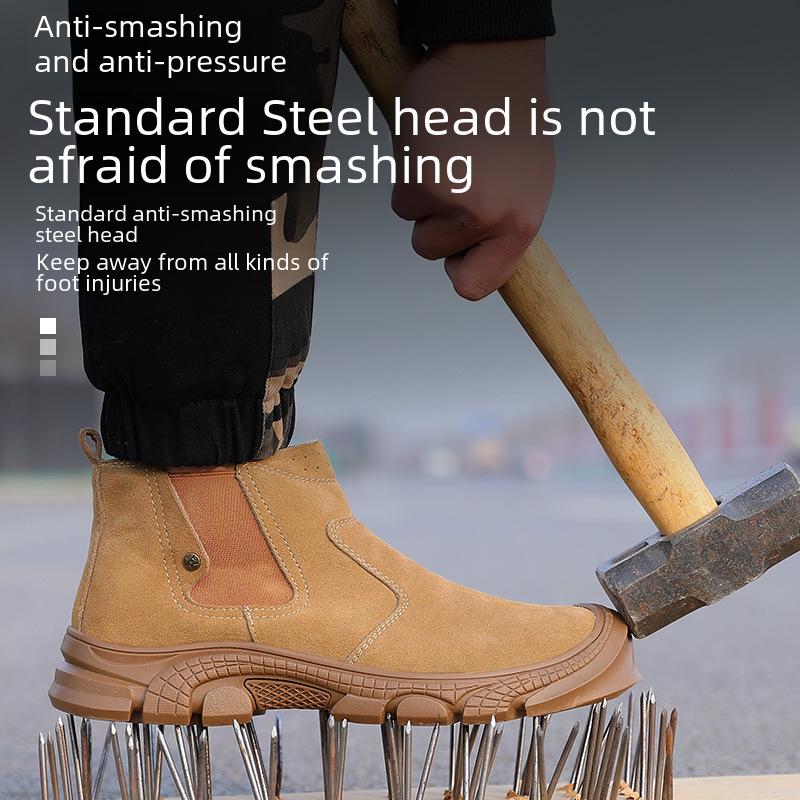 Men's Steel Toe Safety Shoes - Anti-Smash, Anti-Puncture, Non-Slip, Wear-Resistant, Breathable, Lightweight Work Sneakers with Rubber Sole.