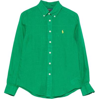 Camisa Informal Polo De Botones Sencillos Color Sólido Manga Larga Niños Tops para Niños 323967600-500