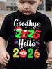 Children's T-Shirt 2026 Happy New Year Greeting Short Sleeve Casual Crew Neck T-Shirt Year of the Horse Gift Top Loose Clothing