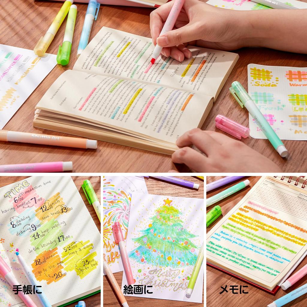 Shuttle Art Glitter Highlighter Pen Set Highlighter Pens with Chisel and Includes Clips for Card DIY and Perfect for and Cute and (10 Pens)