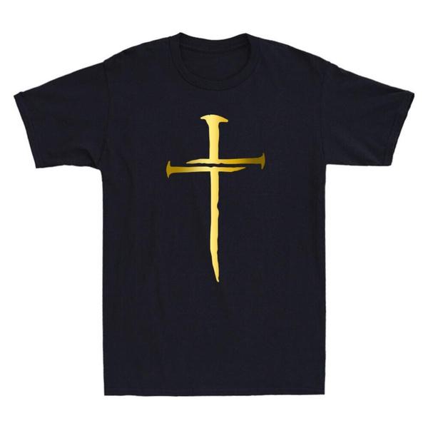 Jesus Christ Cross Graphic Tee Religious Faith Short Sleeve Crew Neck T Shirt for Men Casual Christian Gift XS-3XL