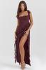 Summer new French suspender fungus edge design sense Spice girl split long dress dress women