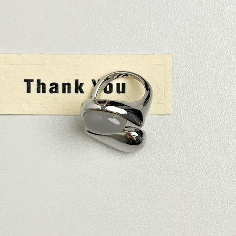 

Simple Transparent Irregular Water Drop Opening Adjustable Ring Light Luxury High-Grade Metal Jewelry Accessories For Women resizable