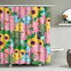 Bright Floral Waterproof Bathroom Shower Curtain Decor Set With Sunflowers, Pink Peonies And Bluebells Home Accents For A Sunny