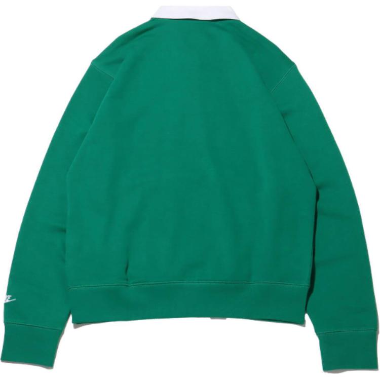 Nike Letter Print Pocket Long Sleeve Polo Shirt Men Tops Green FN3113-365