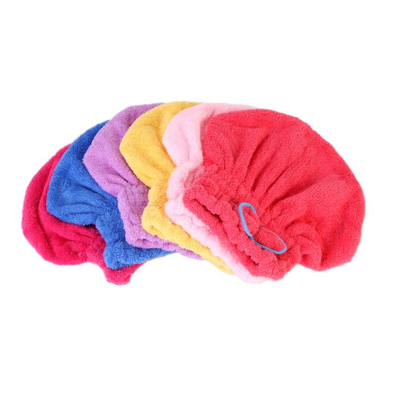 Coral fleece shower cap, adult soft absorbent dry hair towel, thickened quick-drying headtowel, cute bow dry hair cap.