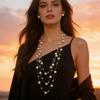 Multi-layer long pearl necklace Gypsy light luxury temperament versatile small fragrance accessories earrings chain