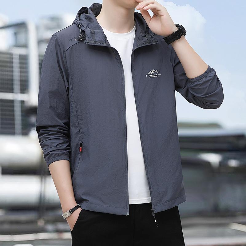 Sun Protection Clothing Men's Summer Coat Thin Lightweight Breathable Ice Silk Jacket