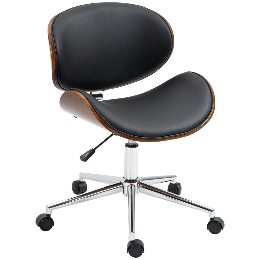 Vintage Design Office Chair Adjustable Height 360 Degree Swivel Poplar Wood Synthetic Coating 53 X 53 X 77 87 Cm