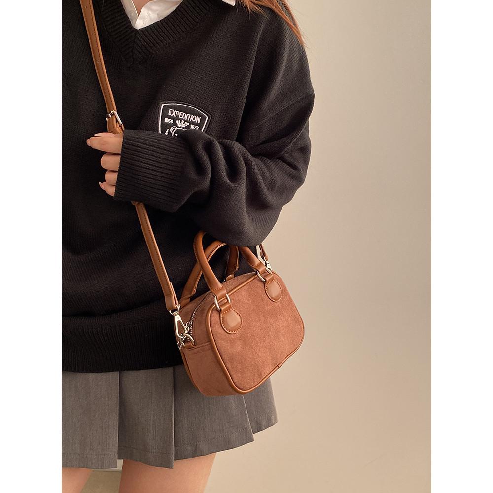 IELGY Autumn Winter Retro Flannel Pillow Portable Shoulder Messenger Bag