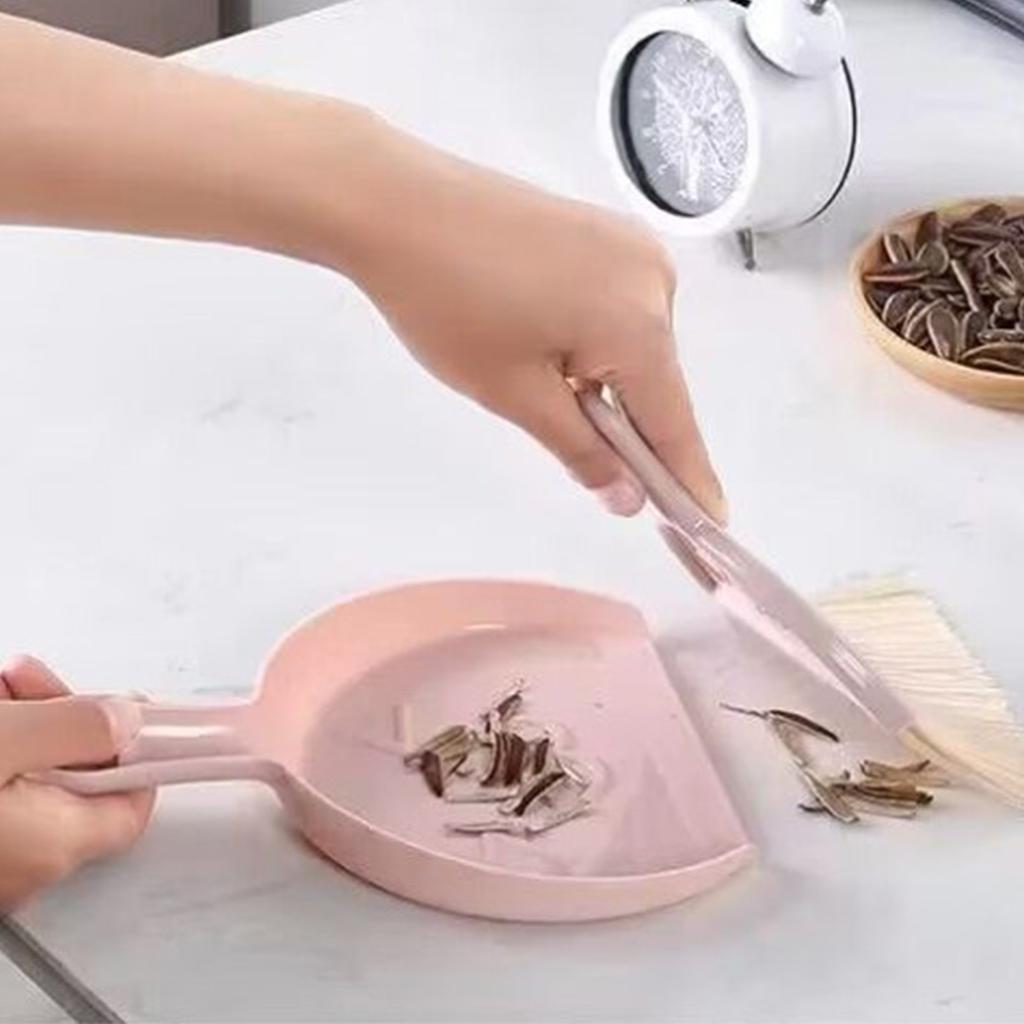 Small Broom Dustpan Set for Home Mini Dustpan Brush Set Handheld Hangable Whisk Broom for Table Countertop Key Board