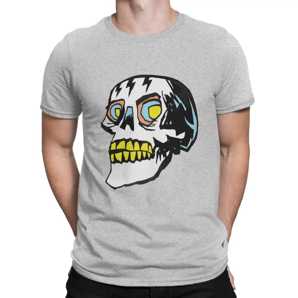 Skull Funk Wizard T-Shirt Men Skull Novelty Cotton Tees Round Collar Short Sleeve T Shirts Gift Idea Tops