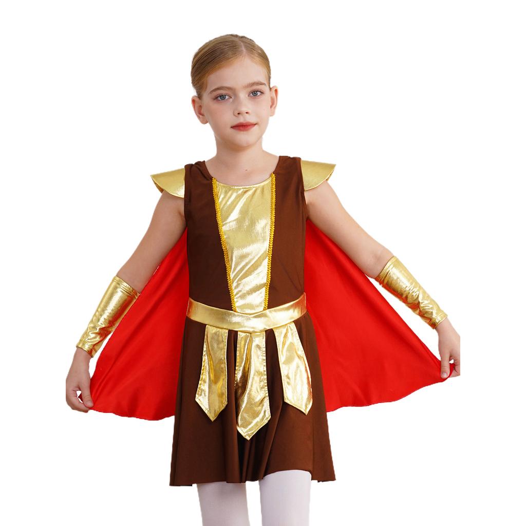 Kids Ancient Roman Warrior Costume Medieval Soldier Gladiator Outfit Historical Role Play
