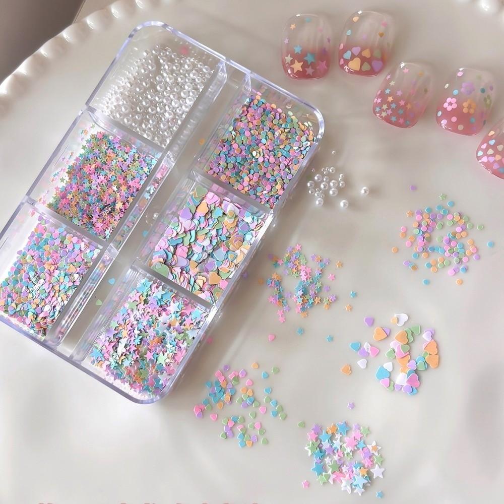 Mixed Shape Nail Art Glitter Set 6 Grids/Box DIY Nail Embellishments Nail Decoration