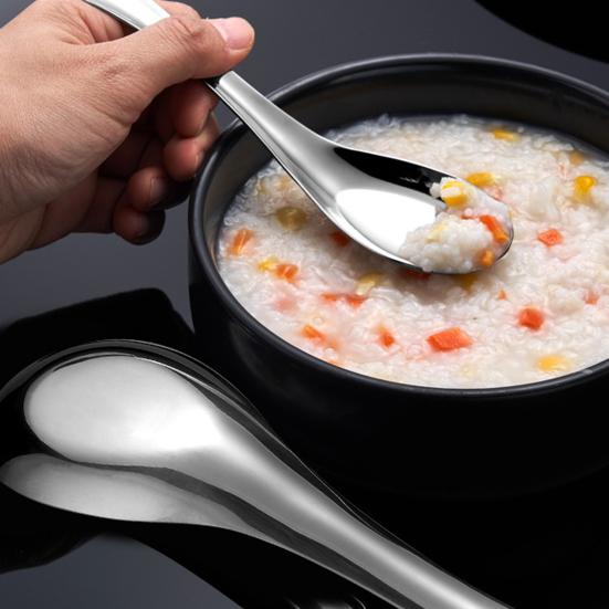 Soup Spoons Stainless Steel Dinner Spoons Heavy Duty Thick Short Handle Table Spoons for Soup Cereals Bouillon Dessert