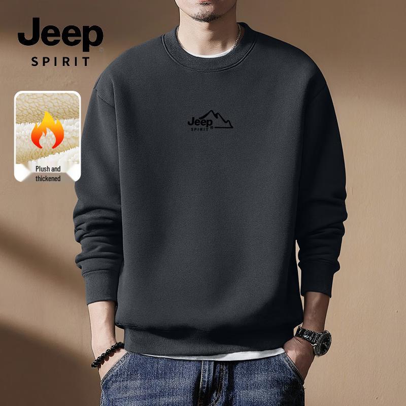 JEEP SPIRIT Męska bluza z okrągłym dekoltem, mieszanka polaru z alpaki