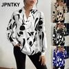 JPNTKY Women's Fashion Casual Long Sleeve V Neck Blouses & Shirts International Design