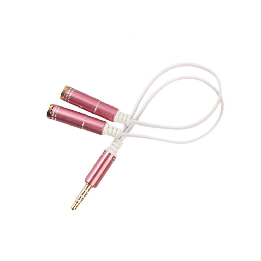 

1 jack into 2 TRRS Headphone Splitter 3.5mm Jack 4-Pole Male to Dual Female Headset Adapter рожевий колір золота
