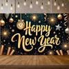 Event Banner Clock Decoration New Year Banner Festive Banner Metallic Color For Public Celebration Festive Gathering Home