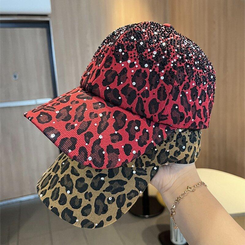 Leopard Print Baseball Cap With Rhinestones For Summer Street Style Fans