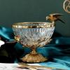 High-end Crystal Glass Fruit Tray European Light Luxury Tea Table Household Brass Carved Candy Bowl Dried Fruit Tray Decoration