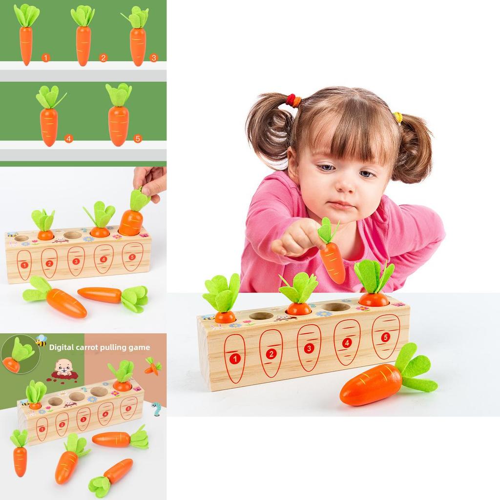 Wooden Digital Carrot Pulling Game For Kids Educational Toy For Ages 3 To 4