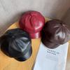 Retro Style Octagon Hat For Girls In Pu Leather With Sunshade And Breathability