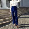 2025 Autumn/Winter Women's Gold Velvet Patchwork High-Waisted Flare Pants