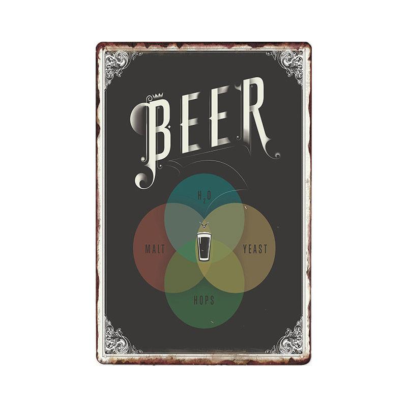 Beer Vintage Metal Tin Sign Chic Home Bar Cafe Poster Wall Decor Art Plaque Pub Tavern Retro Decorative Plates 20*30 CM