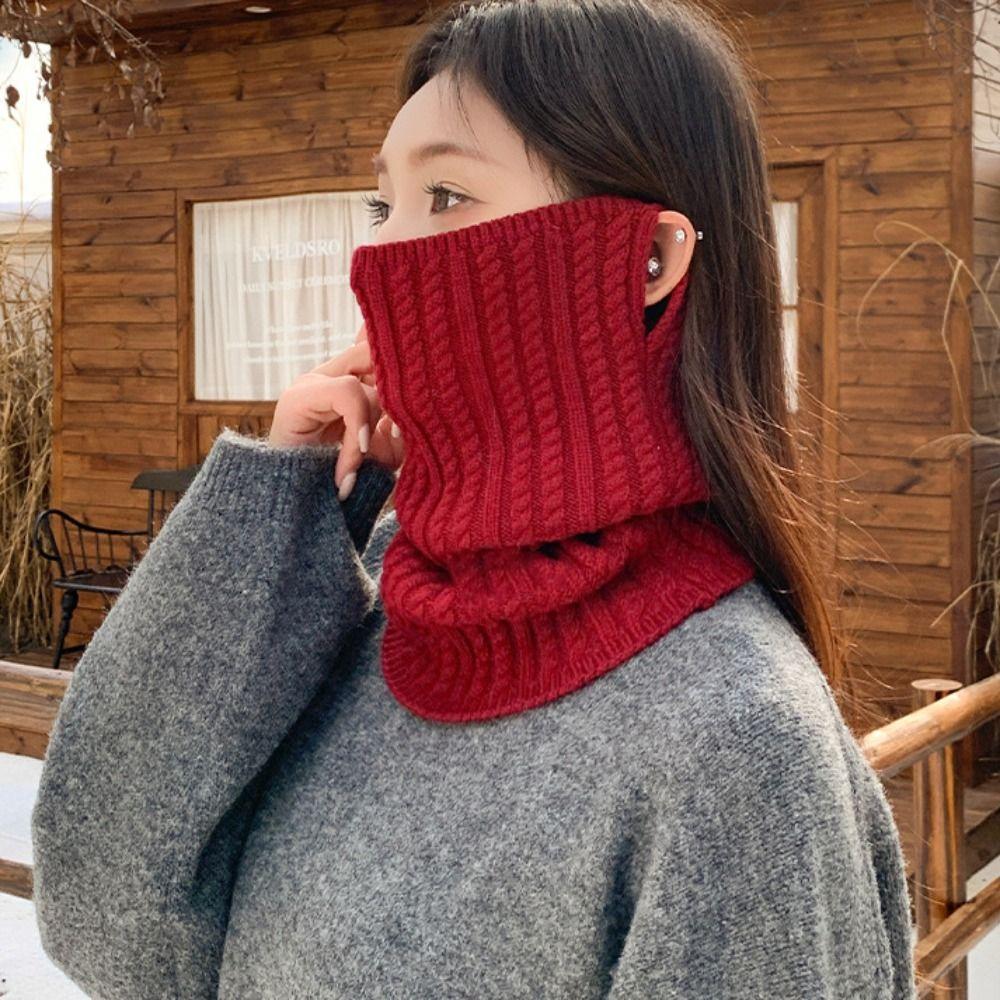 Korean Style Knitted Scarf Solid Color Pullover Wool Bib Simple Turtleneck Fake Collar Women
