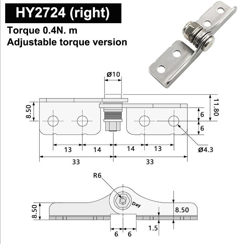 304 Stainless Steel Adjustable Torque Hinge, Industrial Free-Stop Pivot Hinge for Any-Angle Positioning on Equipment 1Piece